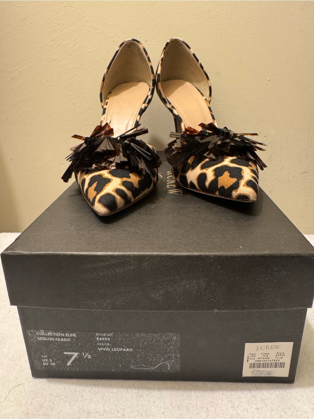J.Crew Collection Elsie Sequin Leopard d'Orsay Pumps - Size 7.5 (Like New!) - Picture 13 of 14